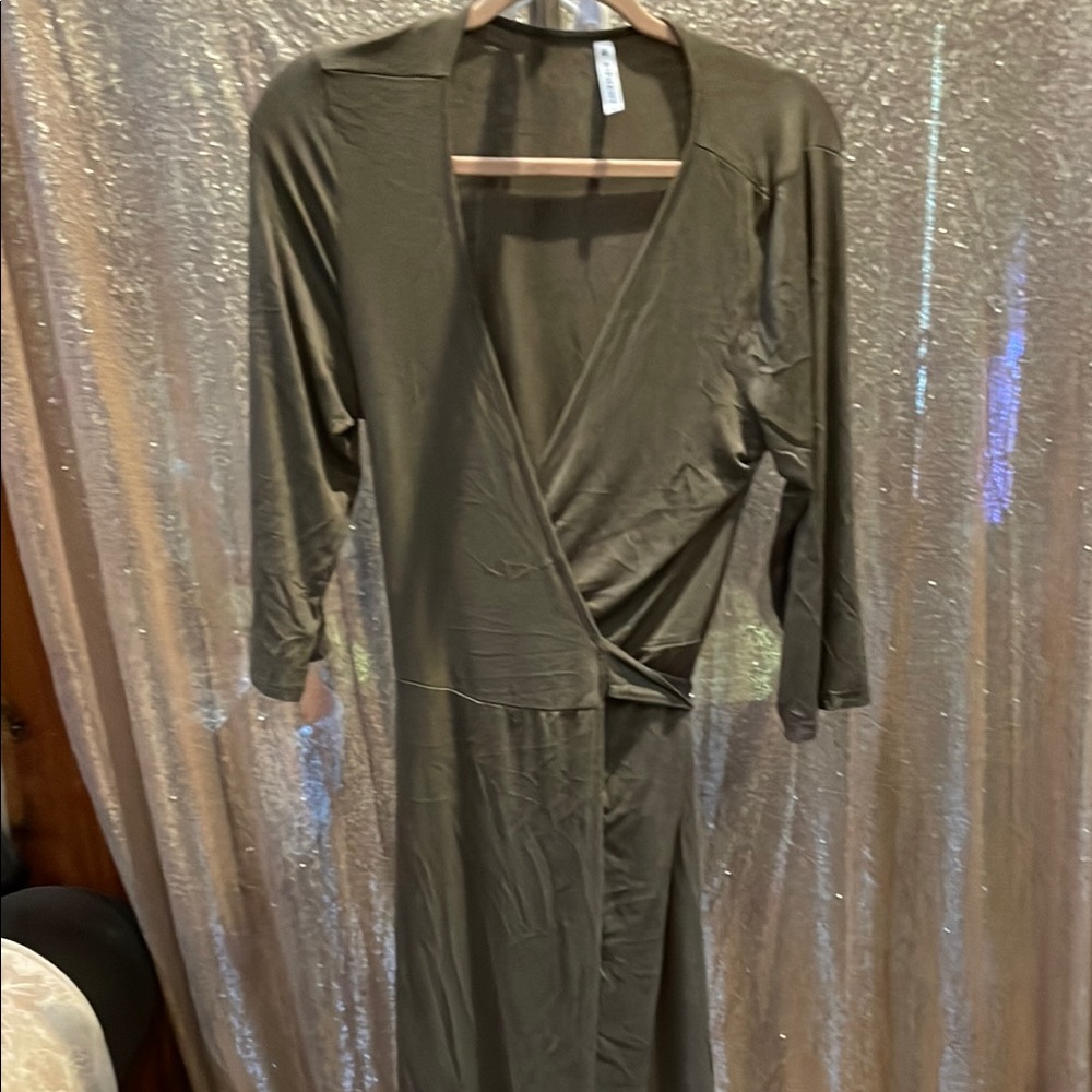 Piphany Olive Green Wrap Dress